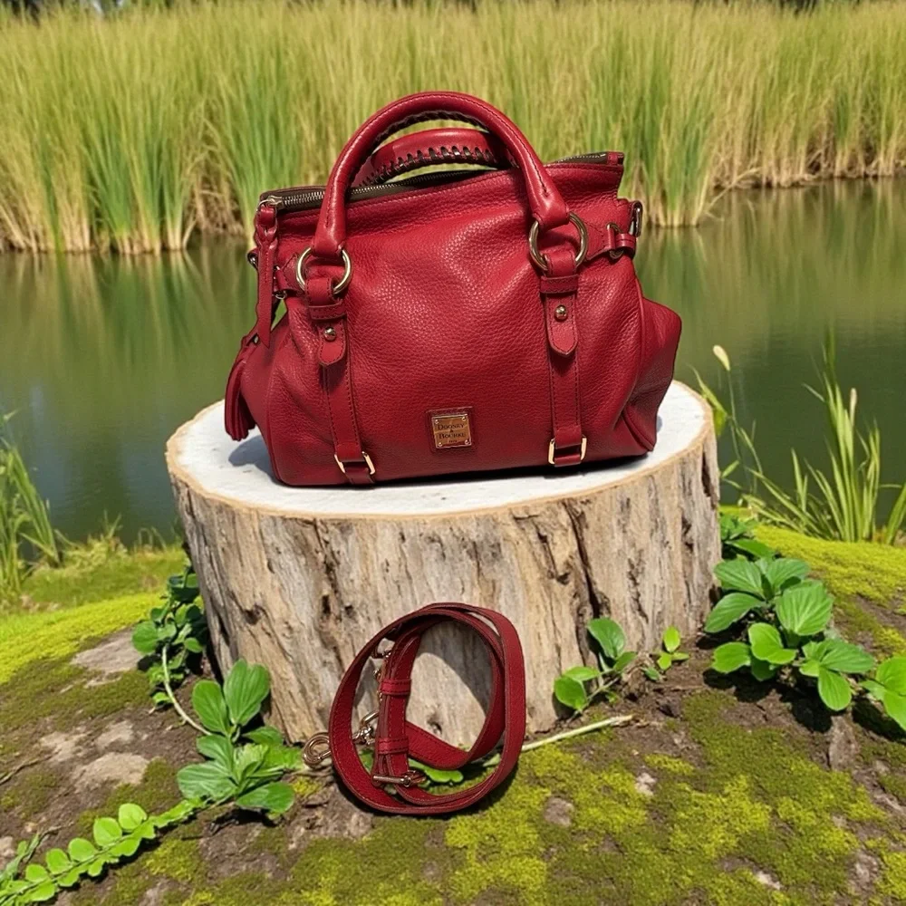 Dooney Bourke Red pebble Leather satchel! Rare red color! NWOT - Picture 6 of 14